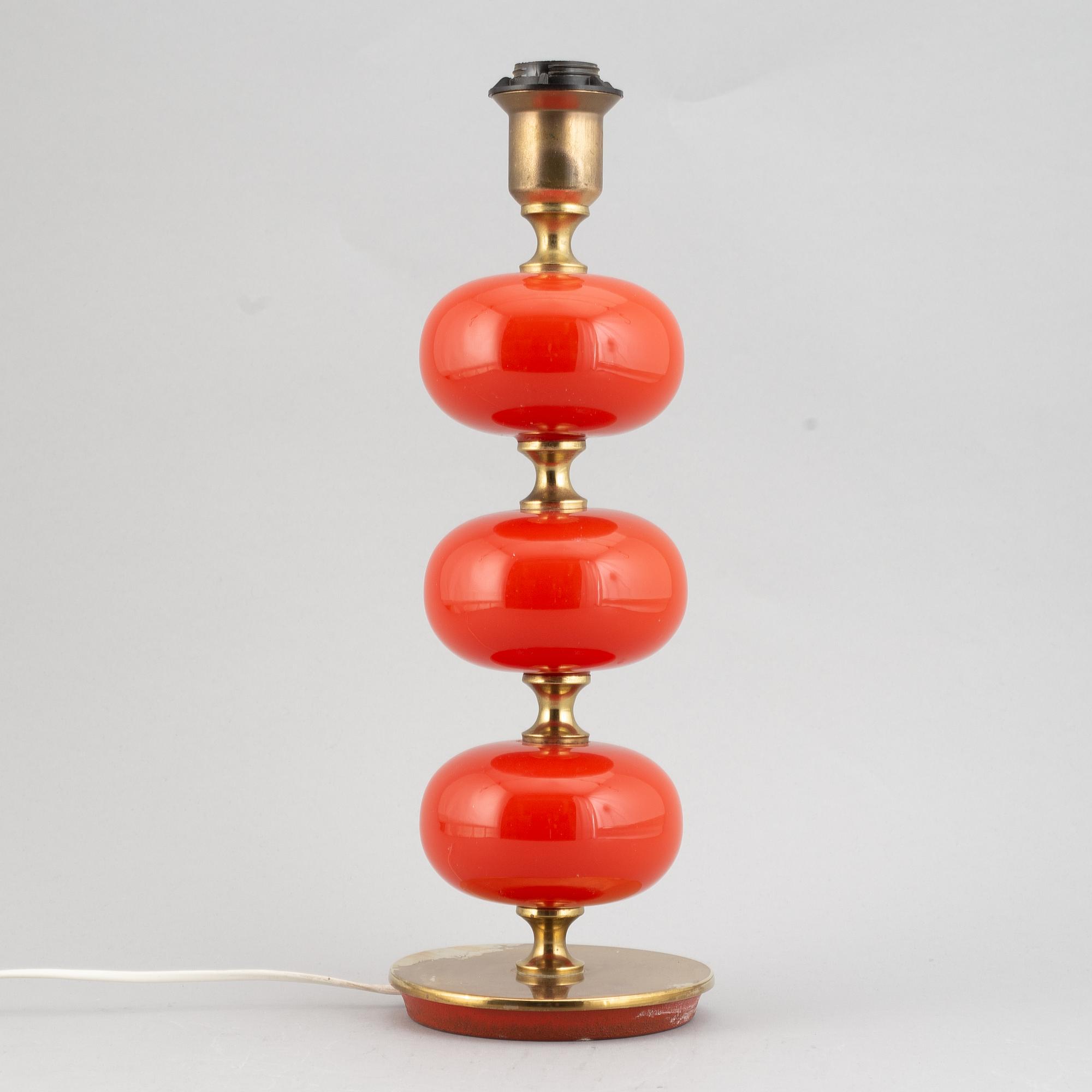 A brass and glass table lamp from AB. Stilarmatur, Tranås, Sweden, 1970s.