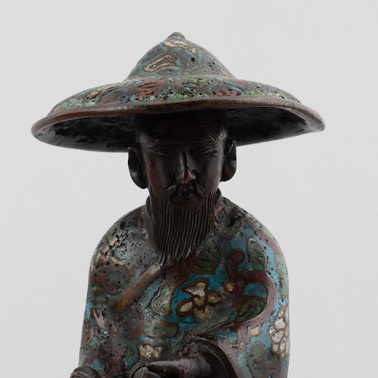 Figurin, cloissoné och brons, Kina, sen Qing/tidigt 1900-tal.