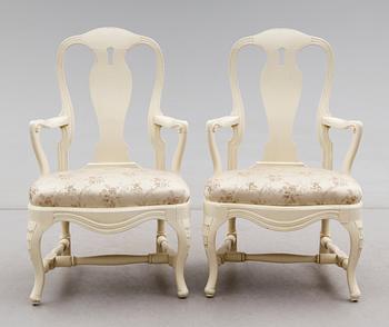 KARMSTOLAR, 1 par, rokokostil, 1900-talets första hälft.