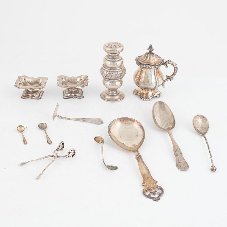 Table accessories, 12 pieces, silver, including mark of Sjögren & Komstadius, Malmö 1930.