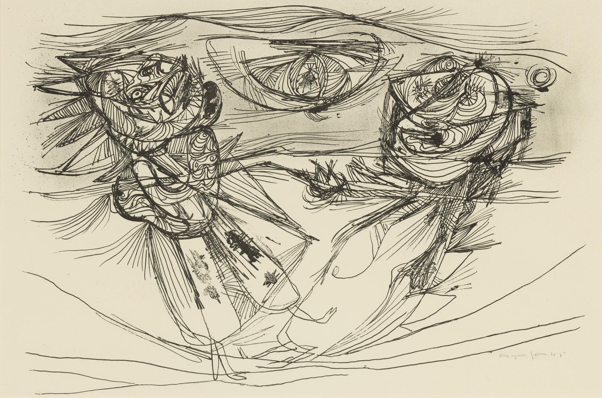 Asger Jorn, litografi, signerad och daterad -45.