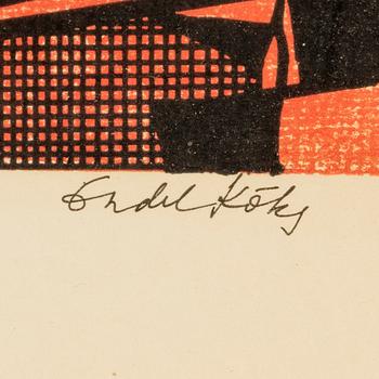Endel Köks, lithograph in colours, signed 15/50.