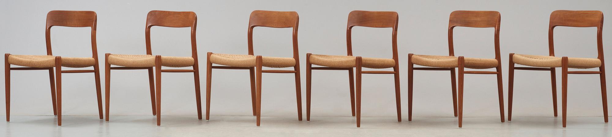NIELS OLE MØLLER, stolar, 6 st, JL Møller, Højberg, Danmark 1950-60-tal.