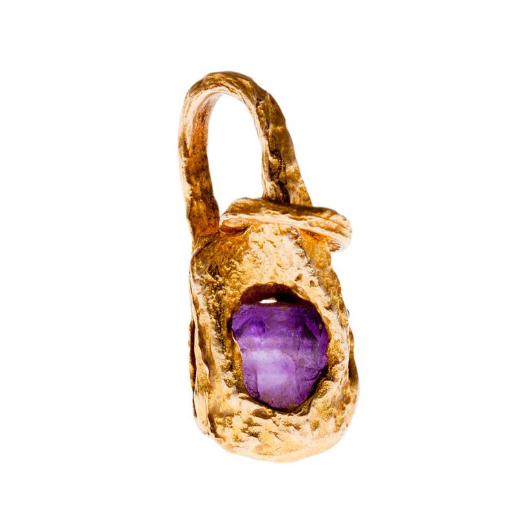 Björn Weckström, HÄNGSMYCKE, 14K guld, ametist, "Reindeer Bell" Lapponia 1977.