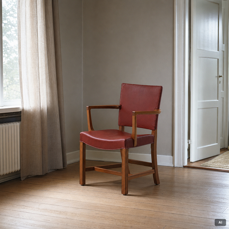 Kaare Klint, Armchair, “The Red Chair”, model 3758A, probably Rud Rasmussen’s Snedkerier, Denmark.