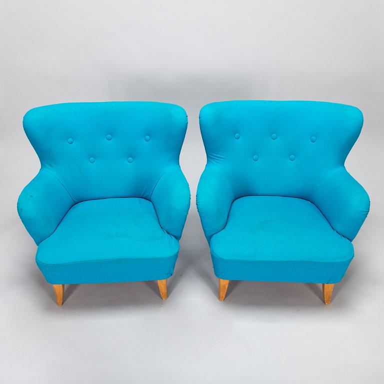 Ilmari Lappalainen, a pair of mid-20th-century 'Laila' armchairs for Asko, Finland.