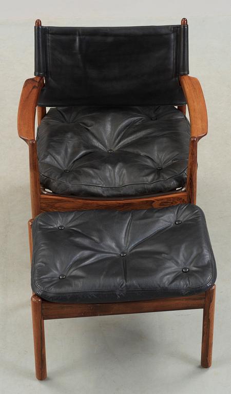 FÅTÖLJ samt FOTPALL, Gunnar Myrstrand för Källemo Möbelfabrik i Vaggeryd, modellen formgiven 1960.