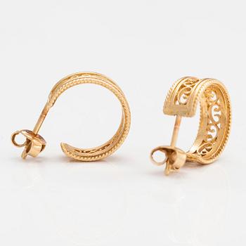 A pair of 18K gold earrings "Filigree". Kalevala koru, Helsinki.