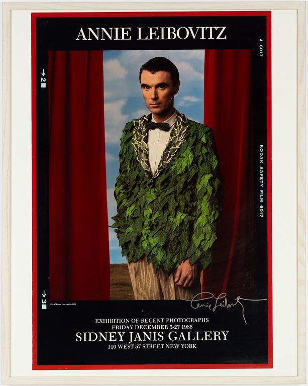 Annie Leibovitz, signed exhibition poster, "David Byrne", 1986.