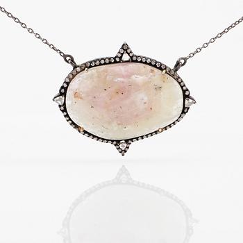 COLLIER, silver, safir och diamanter.