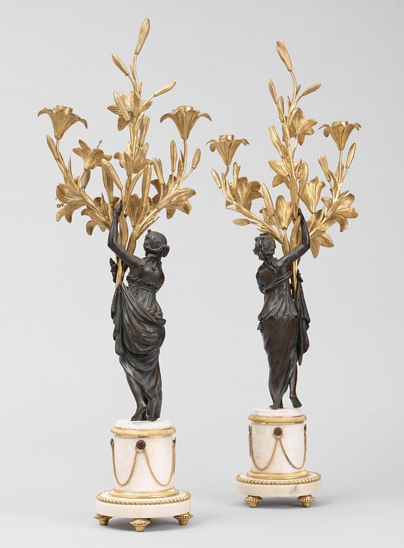 A pair of Louis XVI late 18th century two-light candelabra.