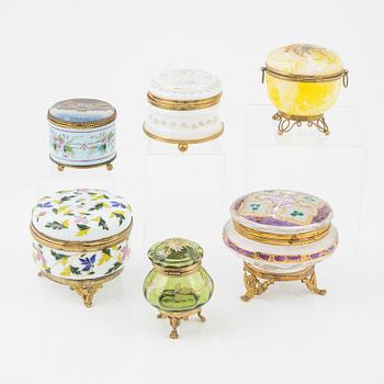 A set of six boxes, 19th/20th Century.