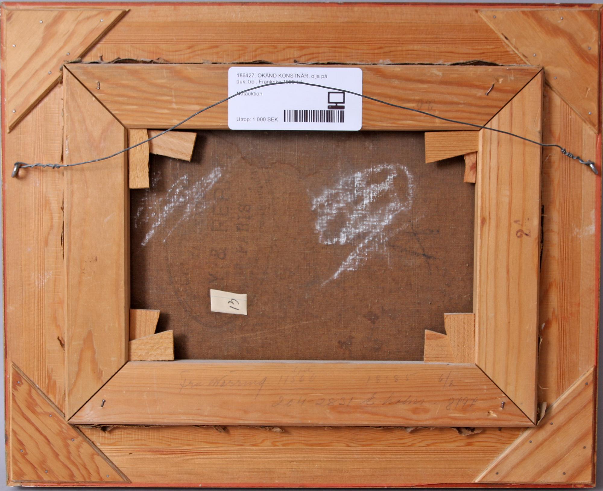 OKÄND KONSTNÄR, olja på duk, trol. Frankrike 1800-tal.