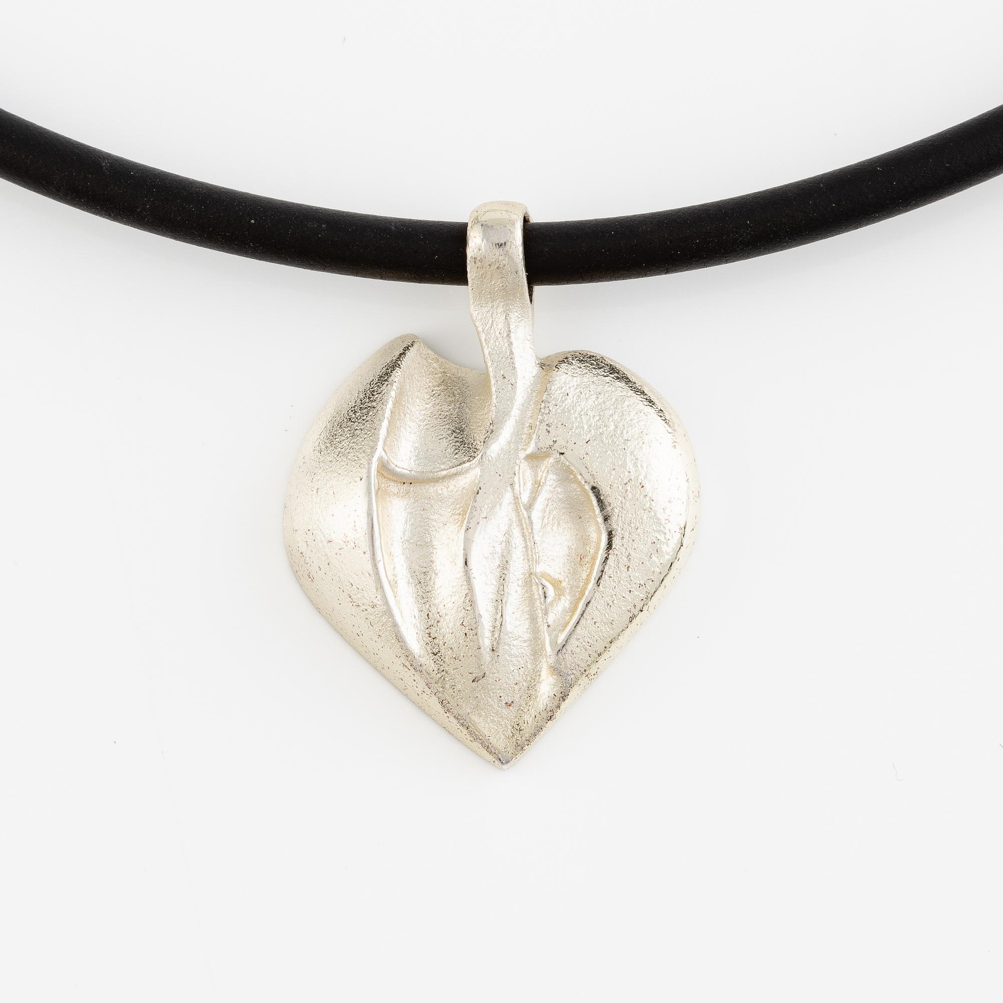 Lapponia, Collar of leather with pendant, silver. 1999.