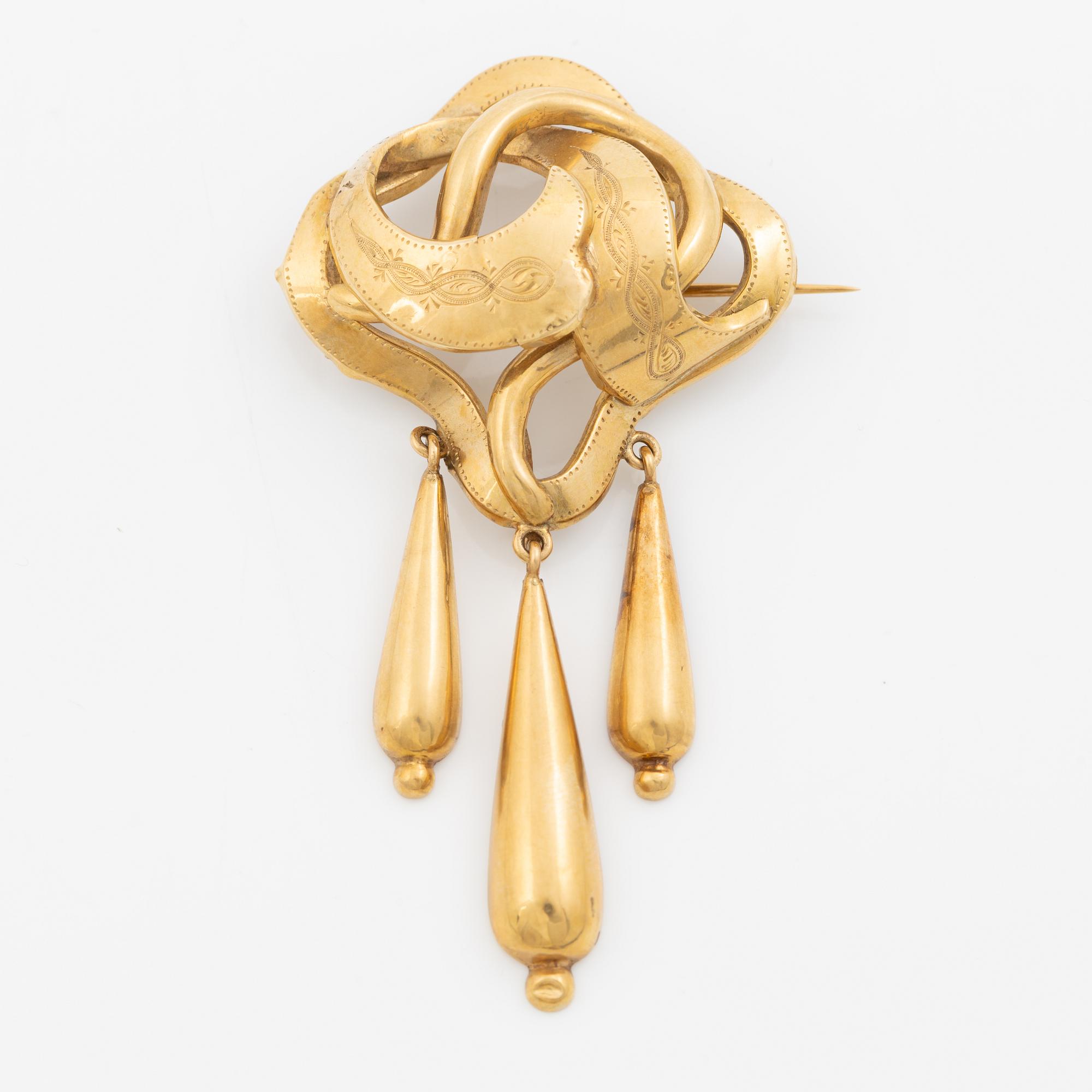 Brosch 18K guld, 1800-tal.