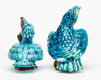 Two Gunnar Nylund stoneware figures, a pelican and a parrot, Rörstrand.