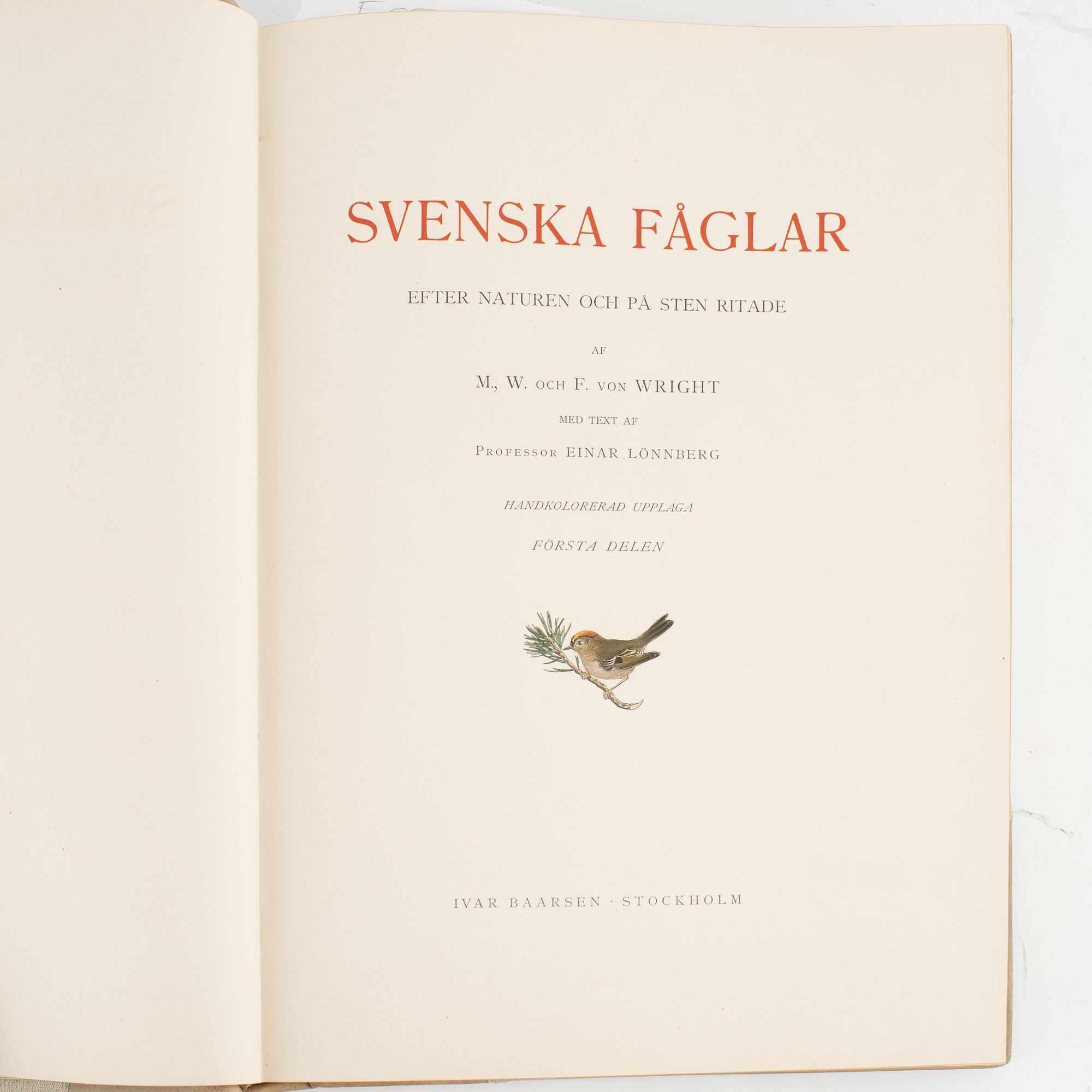 Bibliofilupplagan av von Wright: Svenska fåglar.