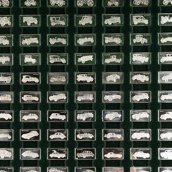 Franklin Mint, miniatures, 100 pcs, sterling silver, "The 100 Greatest Cars", 1975.
