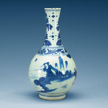 A blue and white Transitional vase, 17th Century.