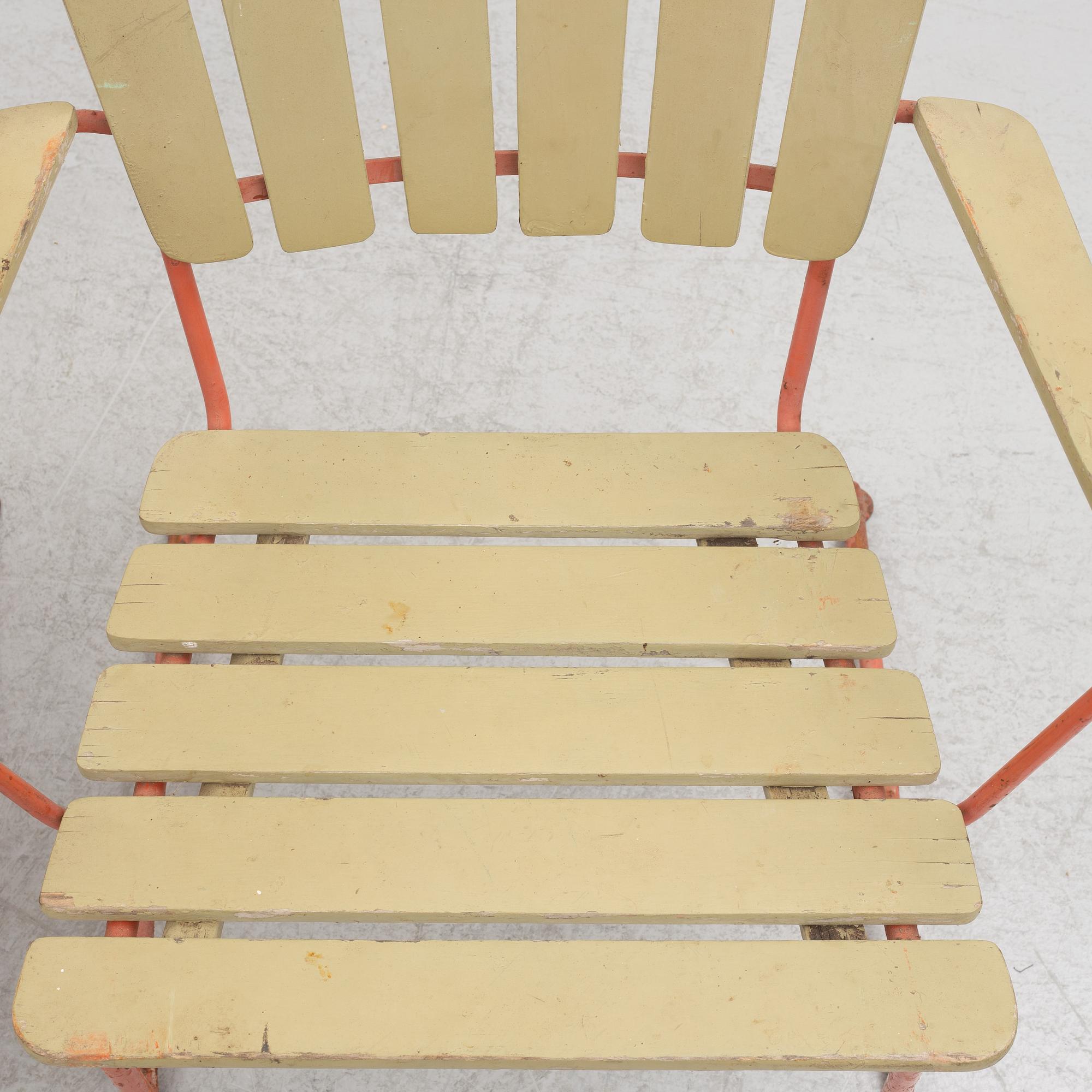 A set of four garden chairs, Arbrå stålmöbler, mid 20th century.