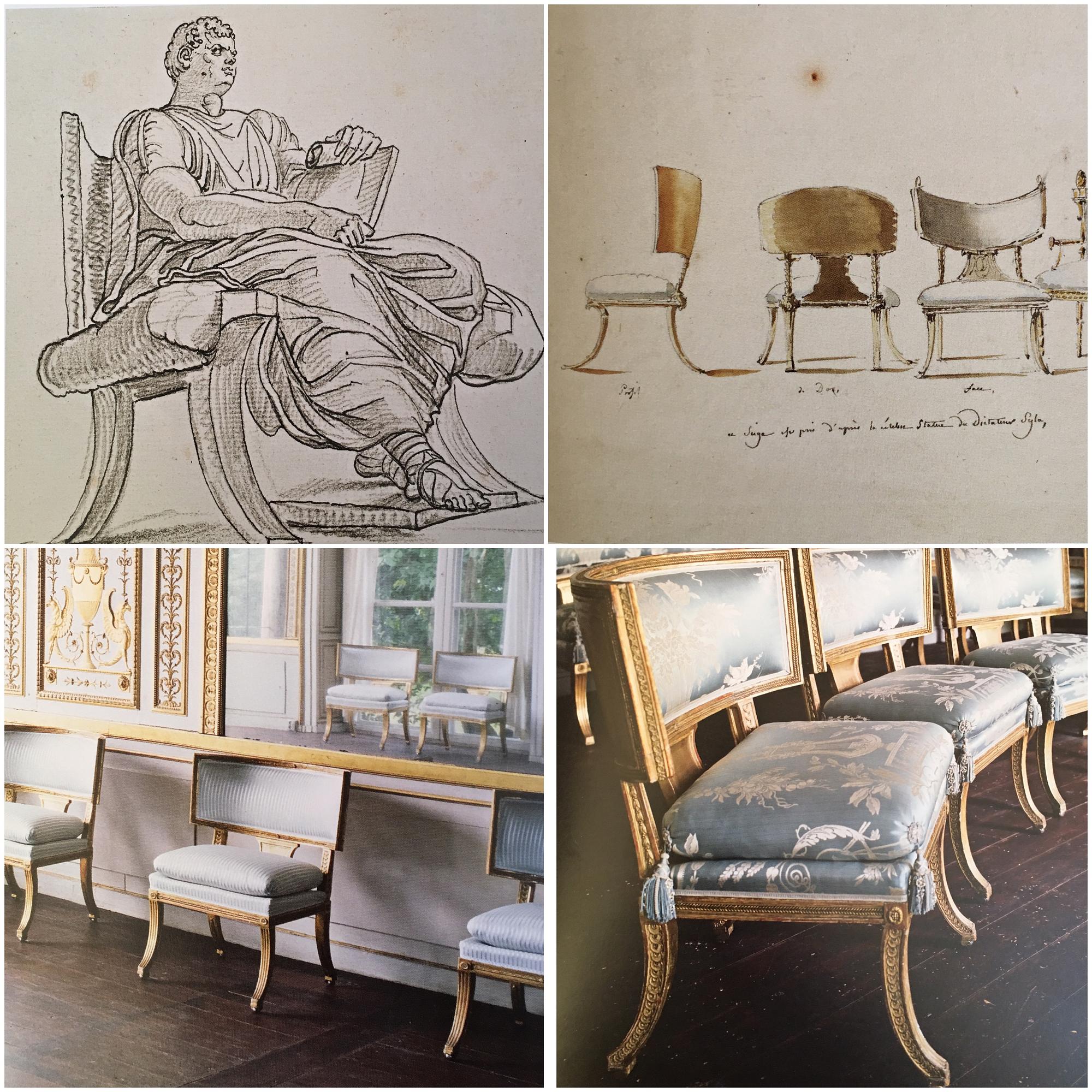 A pair of Swedish late Gustavian 1790's klismos chairs.