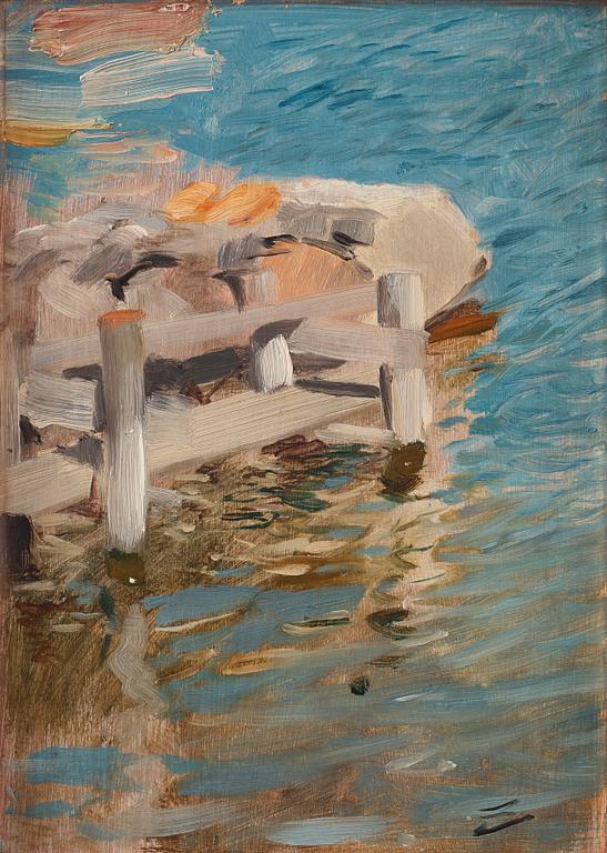 Anders Zorn, Vattenreflexer vid stenkista (studie).