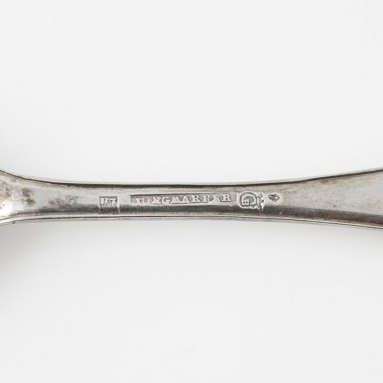 Skedar,  12 st, silver, bla av Johan Jacob Ulfsberg,  Nyköping 1813.