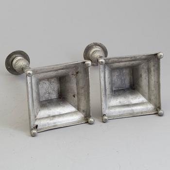 A pair of late Gustavian pewter candlesticks by Martin Artedius, Norrköping 1800.