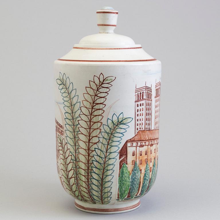 LARS THORÉN, urna med lock, stengods, Rörstrand -47.