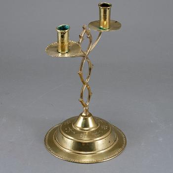 LJUSSTAKE, mässing, s k Blekingestake, 1700-tal.