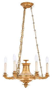 744. An Empire 19th century gilt bronze six-light hanging-lamp.