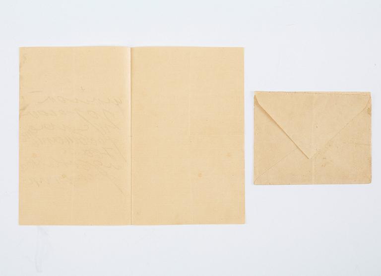 GRIGORI RASPUTIN (1869-1916), brev med kuvert, handskrivet och undertecknat. 1915.