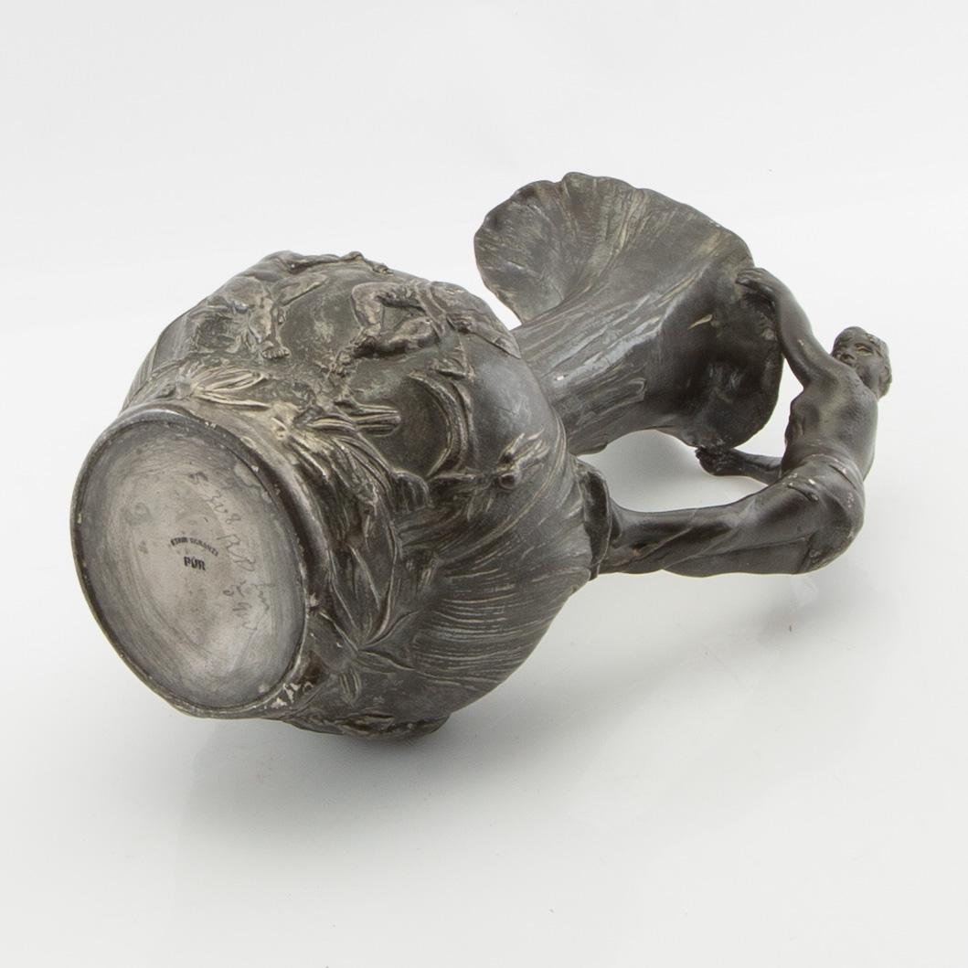 Jean-Maurice Petizon, Vase, Art Nouveau, pewter, France.