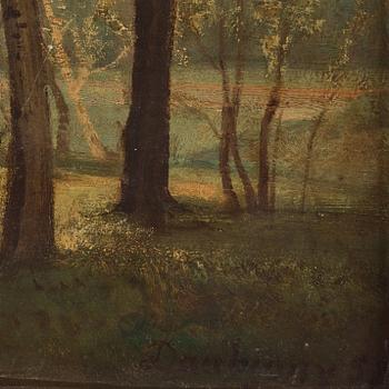 Charles Francois Daubigny Attributed to, Summer landscape with cows.