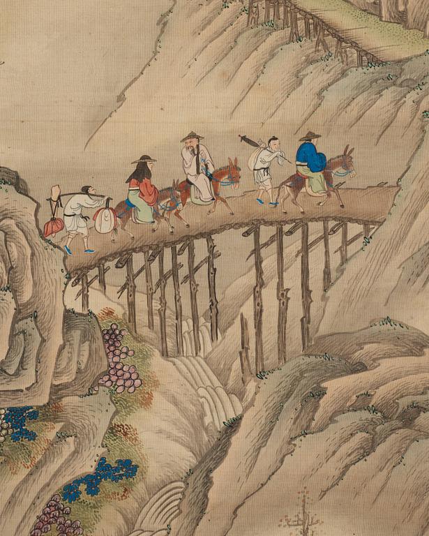 Okänd konstnär, akvarell och tusch på siden, Qingdynastin, 1800-tal.