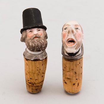 A pair of CORKS, porcelain and cork, Russia circa 1900.