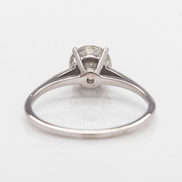 Sormus, briljanttihiottu timantti, 14K valkokulta.