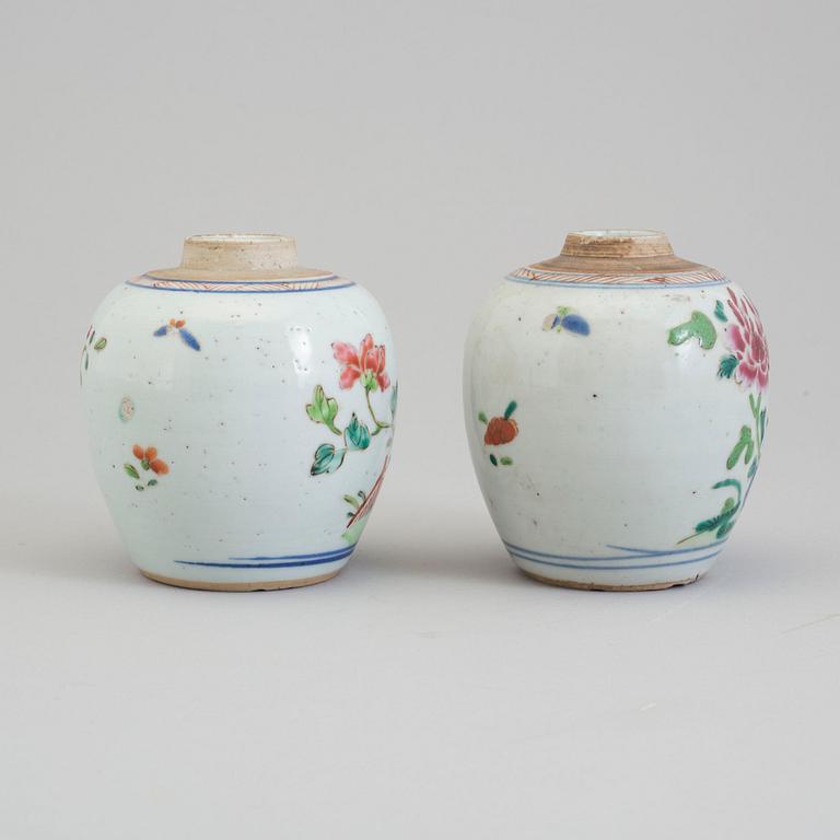 Two famille rose tea caddies, Qing dynasty, Qianlong (1736-95).