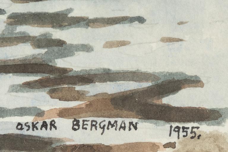 Oskar Bergman, watercolour, signed and dated 1955.