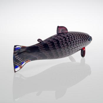 OIVA TOIKKA, ART GLASS. Fish. Signed Oiva Toikka Nuutajärvi Notsjö 1987.