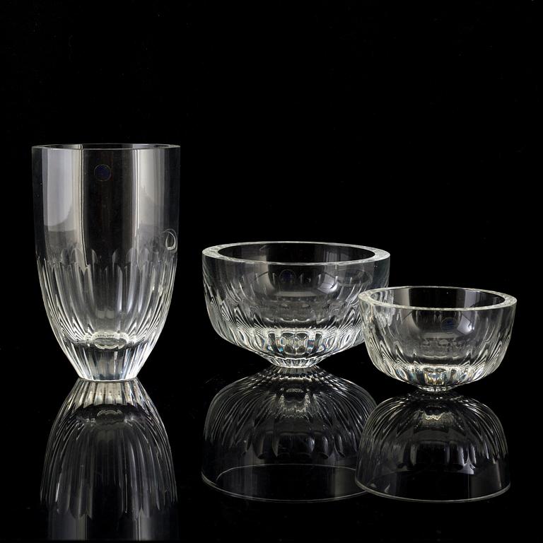 SIGVARD BERNADOTTE, skålar, 3 st, glas, "Christineholm", Fyrklövern.