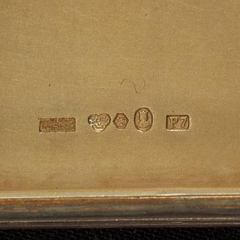 A Swedish 20th century silver-gilt and enamle box, makers mark of W.A. Bolin, Stockholm 1917.