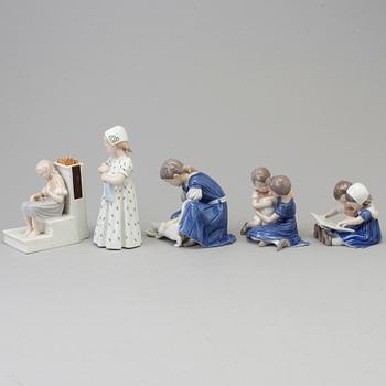 Five Royal Copenhagen porcelain figurines, Denmark, second half of the 20th century.