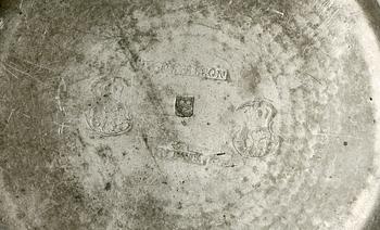 TALLRIKAR, 4 st, tenn, bla Johan Mattsson, Mariestad, 1800-tal.