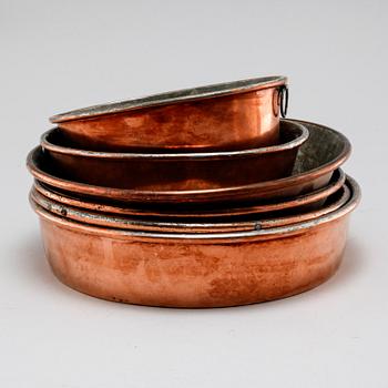 Six pieces of 19th century copper molds.