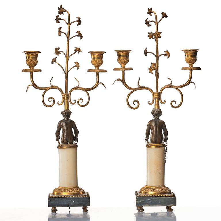 A pair Directoire two-lights candelabra.