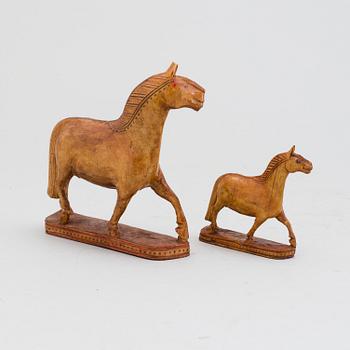 JEMT OLOV PERSON, two wooden horses. Signed.