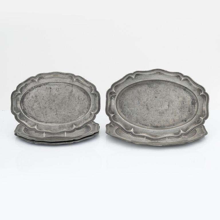 Fat, tenn, 6 st, rokoko, 1700-talets mitt.