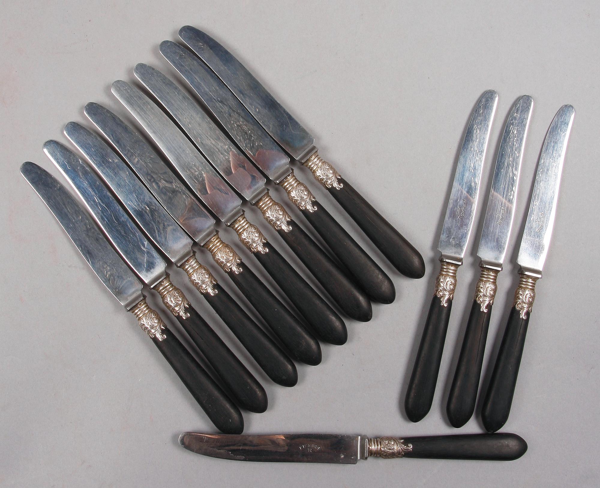 MATKNIVAR, 12 st, delvis silver, Finland 1936.