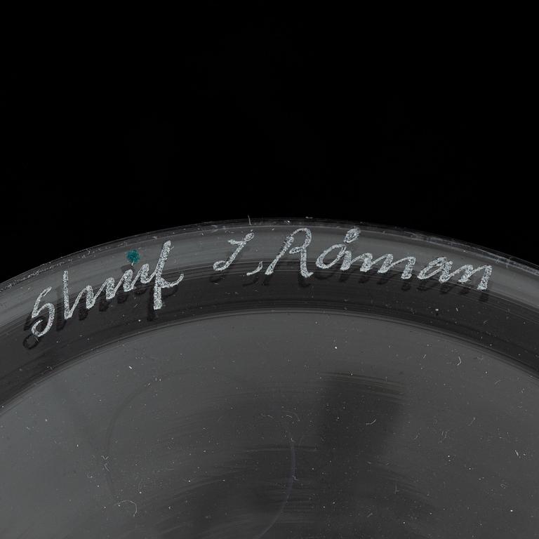 Ingegerd Råman, vinglas, "Bellman", 14 + 6 st, Skrufs Glasbruk, signerade.